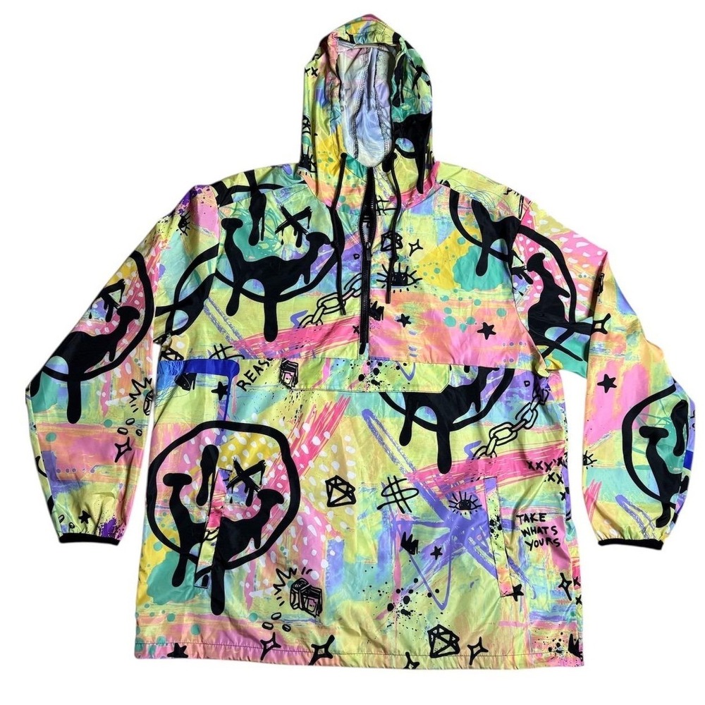 Reason Neon Graffiti Pullover Hoodie - Multicolor (Black Graphic)